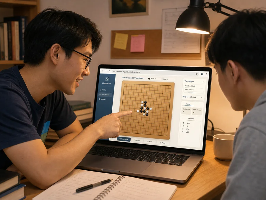 Two players swapping colors in a same-device Connect6 game